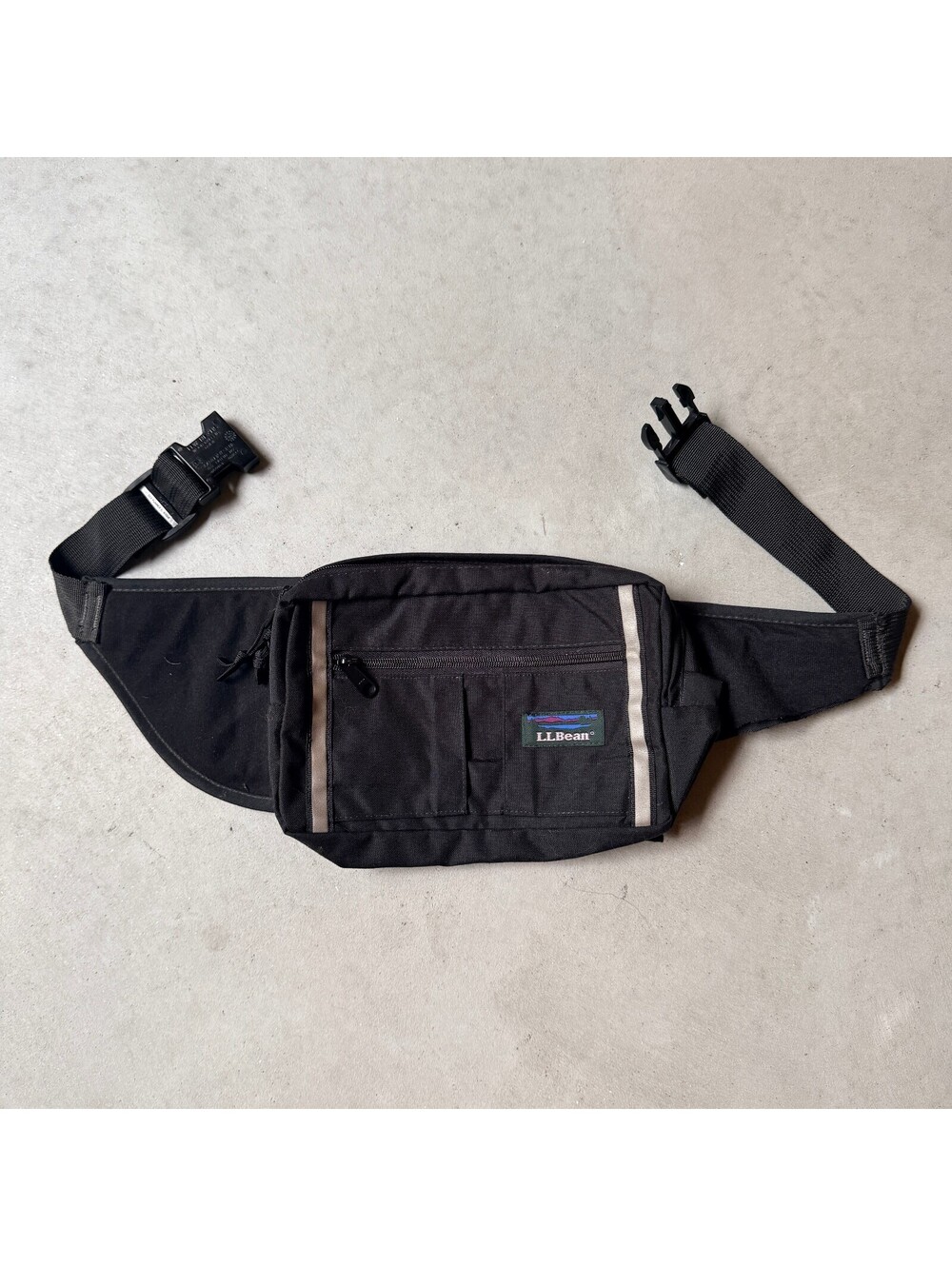 Vintage LL Bean Fanny Pack Hiking Adjustable Black Waist Belt Bag Gorpcore